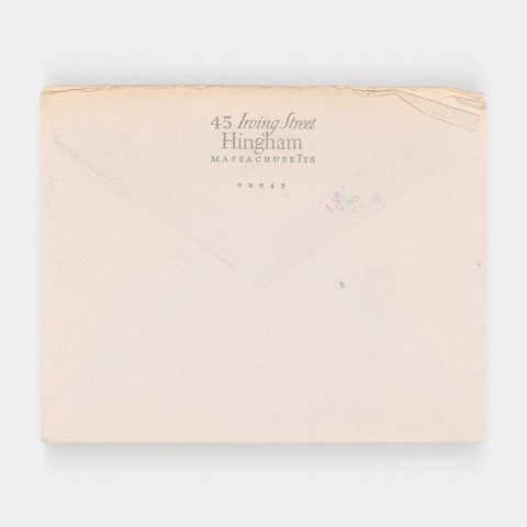 [Dwiggins notecard + envelope with note from Dorothy Abbe]