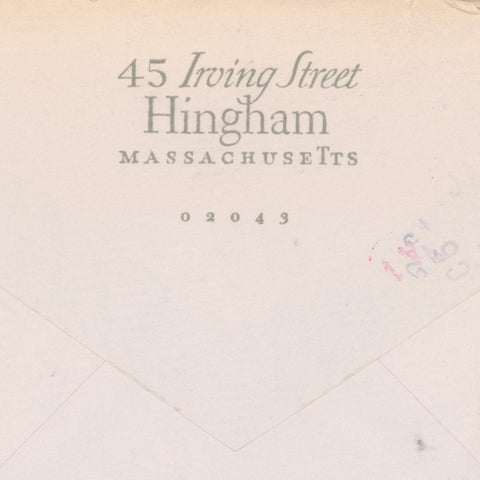 [Dwiggins notecard + envelope with note from Dorothy Abbe]