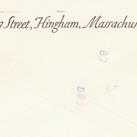 [Dwiggins letterhead + envelope with note from Dorothy Abbe]