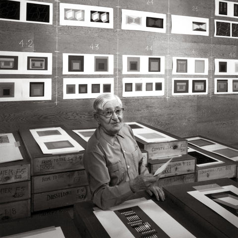[2 portraits of Josef Albers by John T. Hill]