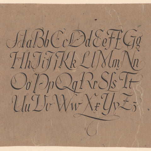 [an alphabet on brown paper]