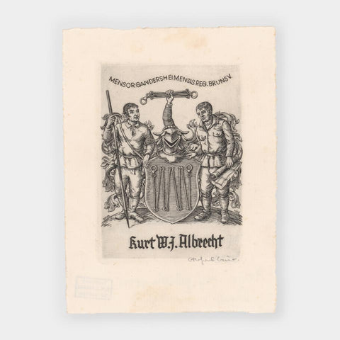 [a bookplate for Kurt W.J. Albrecht by Ottohans Baier]