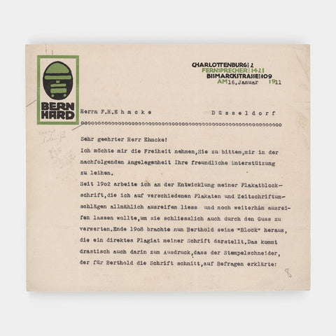 [a letter from Lucian Bernhard to F.H. Ehmcke]