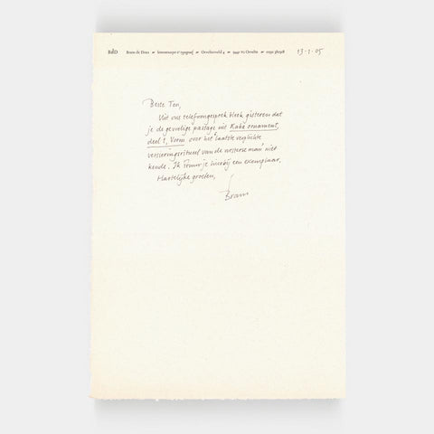 [a letter from Bram de Does]
