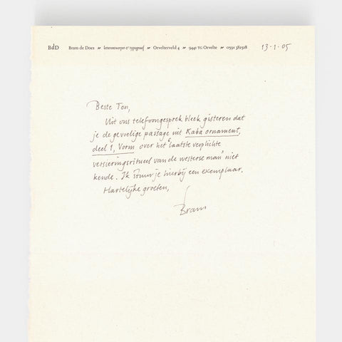 [a letter from Bram de Does]