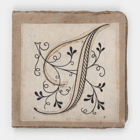 [8 hand-drawn initials by Vratislav Hugo Brunner + a silver print of a Brunner exhibition]