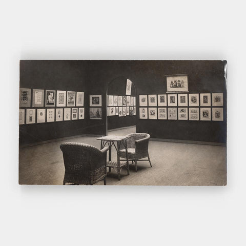 [8 hand-drawn initials by Vratislav Hugo Brunner + a silver print of a Brunner exhibition]
