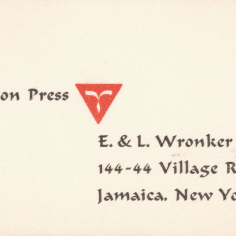 [Erich and Lili Wronker’s business card]