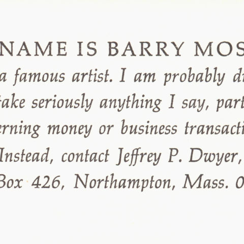 [Barry Moser’s business card]