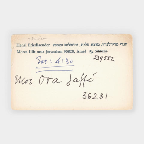 [Henri Friedlaender’s business card]