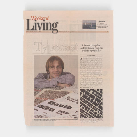 “Typecast: A former Hampshire College Student finds his niche in typography” (David Jonathan Ross)