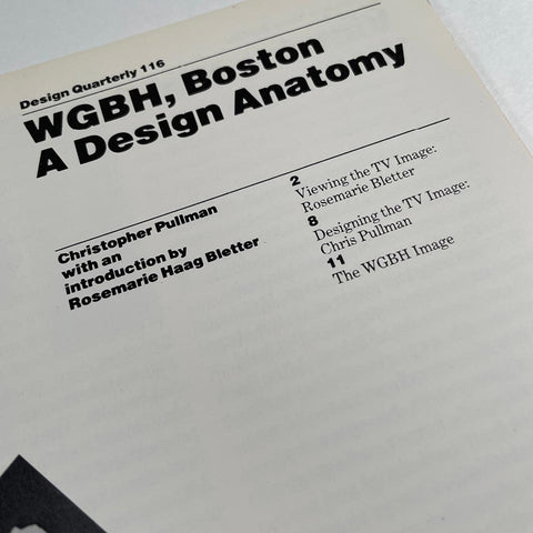 Design Quarterly 116; WGBH, Boston: A Design Anatomy