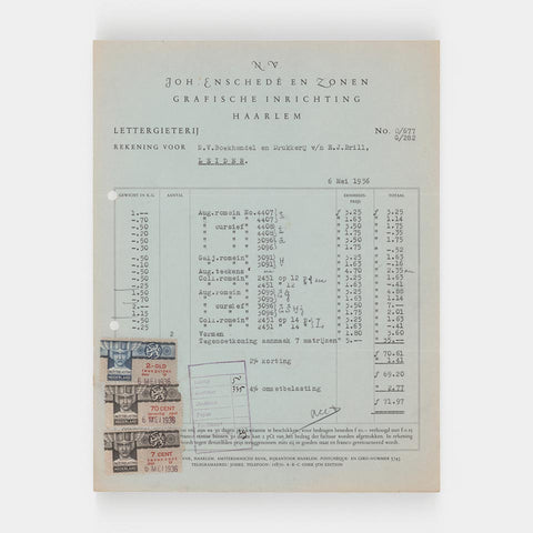 [a billhead from Joh. Enschedé en Zonen]