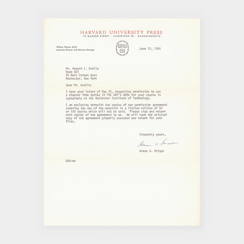 [2 letters + 1 application from Harvard University Press]