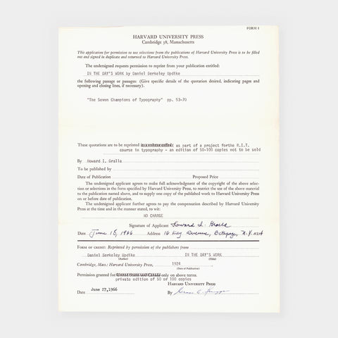 [2 letters + 1 application from Harvard University Press]