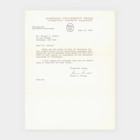 [2 letters + 1 application from Harvard University Press]