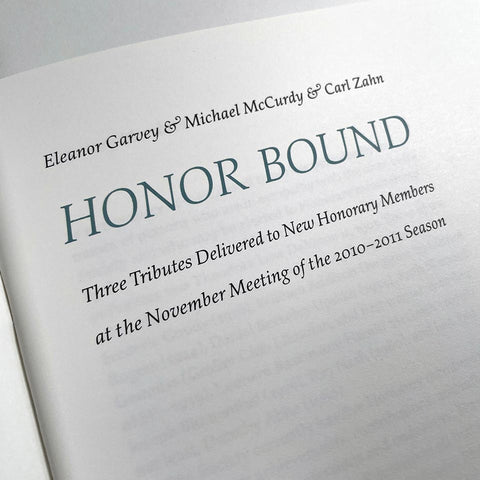 Honor Bound: Eleanor Garvey & Michael McCurdy & Carl Zahn