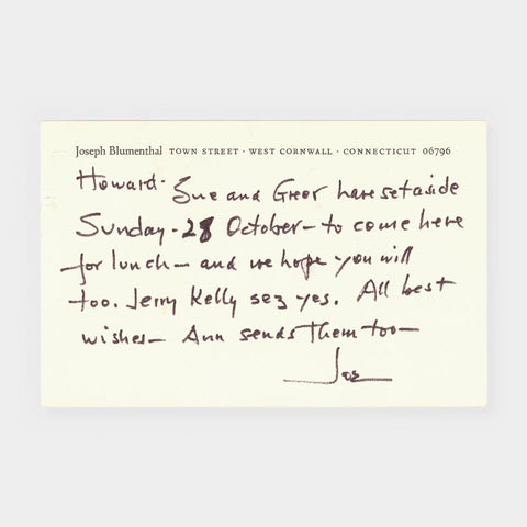 [a notecard from Joseph Blumenthal]