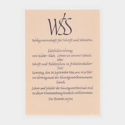 [Original artwork for a notice for an illustrated lecture by Walter Käch]