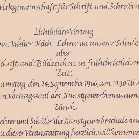 [Original artwork for a notice for an illustrated lecture by Walter Käch]