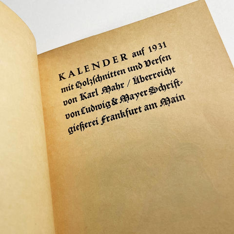 Kalender auf 1931 mit Holzschnitten und Versen von Karl Mahr (Ludwig & Mayer)