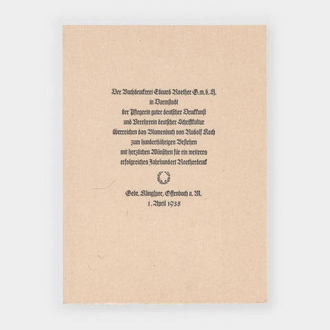 [a certificate to accompany “Das Blumenbuch”]
