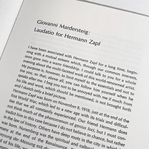 Laudatio for Hermann Zapf / In Memoriam Giovanni Mardersteig
