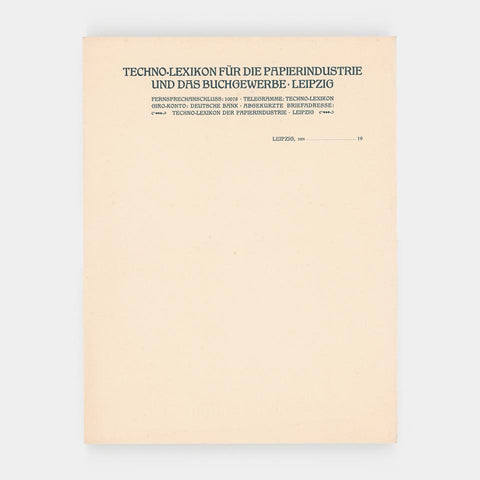 [a letterhead from Techno-Lexikon für die Papierindustrie und das Buchgewerbe]