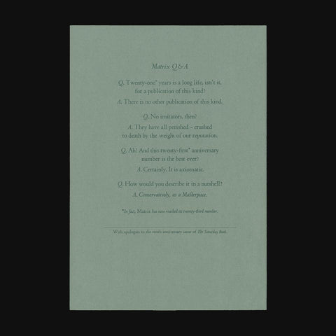 Index to Matrix 1–21