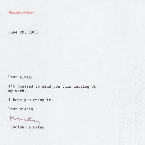[a signed letter from Rudolph de Harak] + Rudolph de Harak and Associates Inc.: Design
