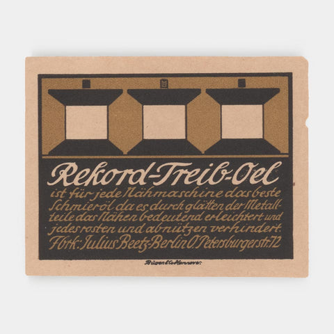[a sewing machine oil label by Max Hertwig]