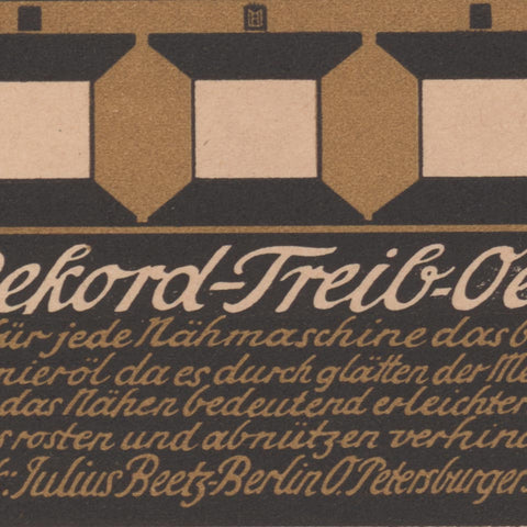 [a sewing machine oil label by Max Hertwig]