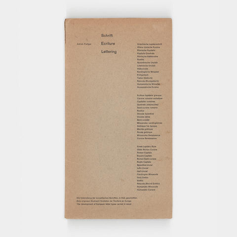 Schrift Ecriture Lettering: The Development of European Letter Types Carved in Wood (Adrian Frutiger)