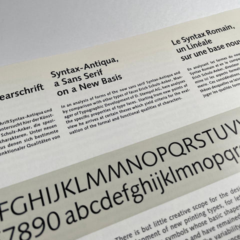 Syntax-Antiqua, a Sans Serif on a New Basis