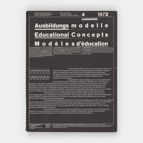 TM communication 4.1972: Educational Concepts (Wolfgang Weingart)