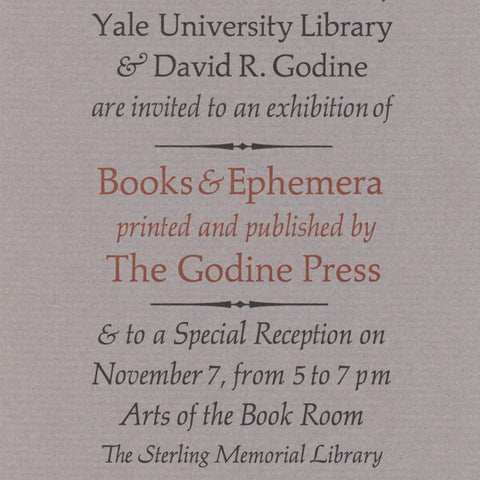 Books & Ephemera printed and published by The Godine Press (invitation)