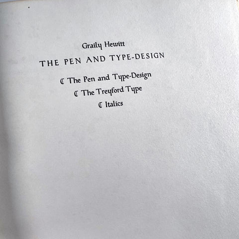 The Pen and Type-Design; The Treyford Type; Italics