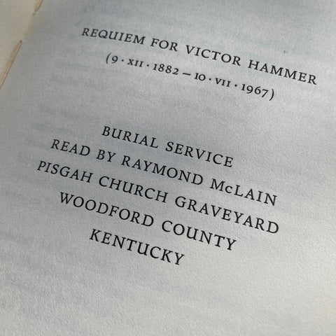 Requiem for Victor Hammer