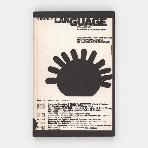 Visible Language (Vol. VIII, No. 3, 1974) (Wolfgang Weingart)