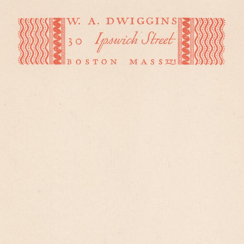 [W.A. Dwiggins letterhead, 1930s]