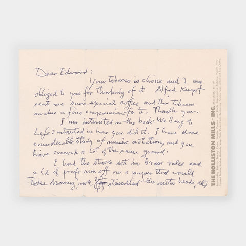 [a letter from W.A. Dwiggins to Edward Karr + a postcard and an envelope]