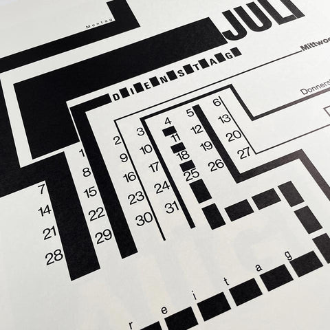 Typografische Kalenderblätter (12 Typographic Calendar Pages for 1975)