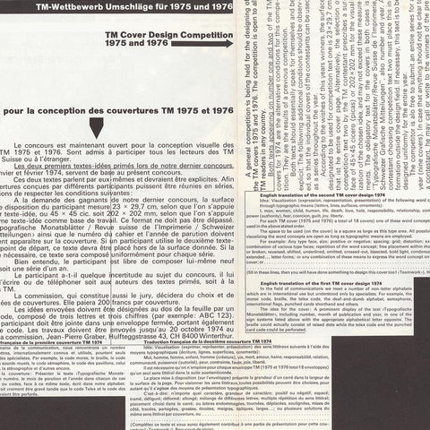 Typografische Monatsblätter Cover competition (Wofgang Weingart)
