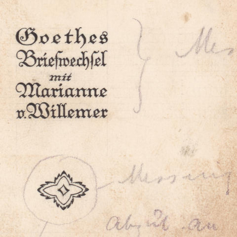 [E.R. Weiss proof for the spine lettering of a Goethe book]