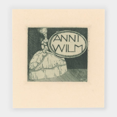 [a bookplate for Anni Wilm by Hubert Wilm]