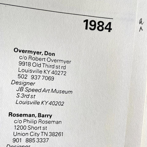 [Yale School of Art Graphic Design alumni directory, 1984]