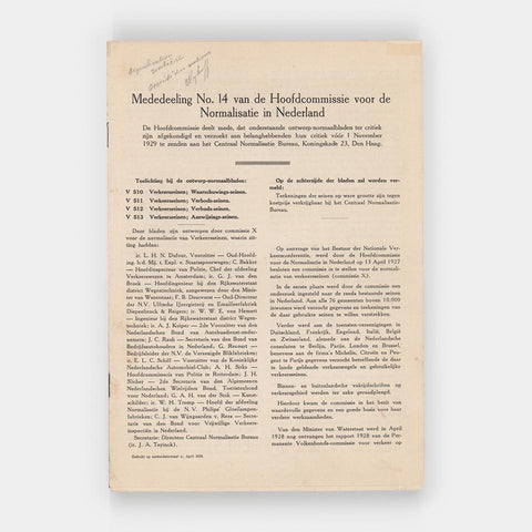 Mededeeling No. 14 van de Hoofdcommissie vor de Normalisatie in Nederland (Piet Zwart)