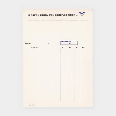 [4 Bruynzeel Fineerfabriek N.V. letterheads and forms designed by Piet Zwart]