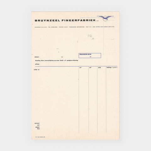 [4 Bruynzeel Fineerfabriek N.V. letterheads and forms designed by Piet Zwart]