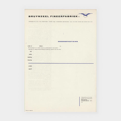 [4 Bruynzeel Fineerfabriek N.V. letterheads and forms designed by Piet Zwart]